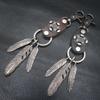 Eagle Claw Feather & Leaf Leather Keychain Pendant