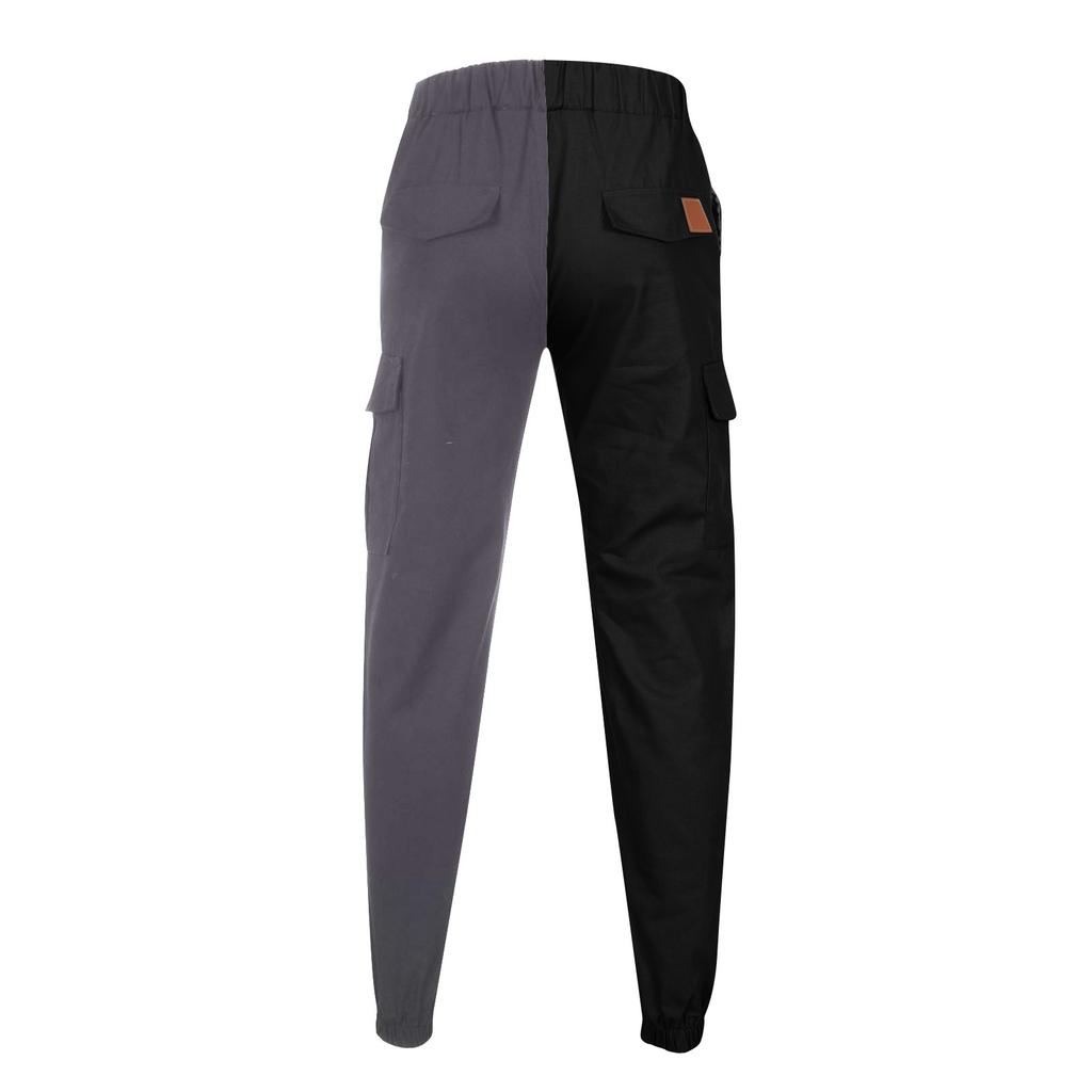 Men's Fashion Casual Pants Elastic Band Sweatpants Cotton Loose Patchwork Pants
