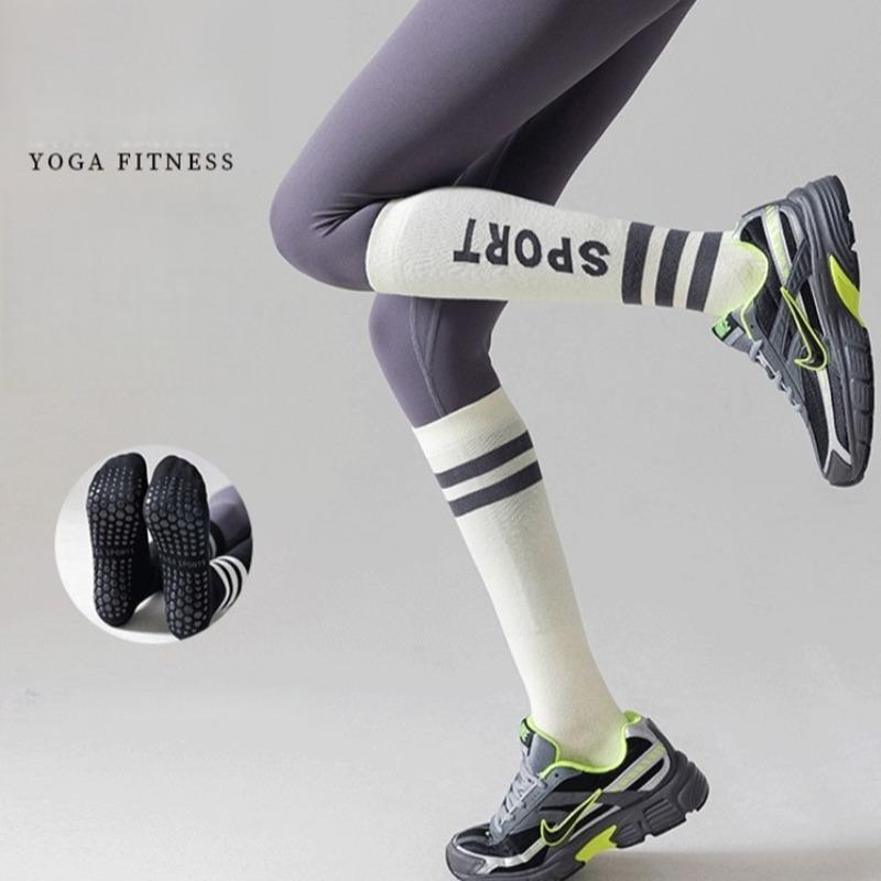 Womens Long Compression Yoga Socks AB Style Silicone Non Slip Calf Socks For Fitness Pilates Outdoor Sports