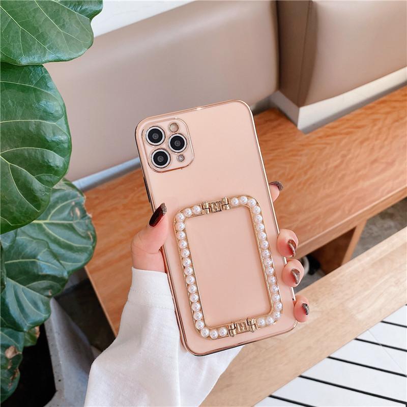 3D Pearl Plating Metal Square Buckle Case For Samsung S23 S22 Ultra S21 A14 A24 A34 A54 A13 A23 A33 A53 A12 A32 A52/Redmi 12 10 9A 9C 9T Note 11 12