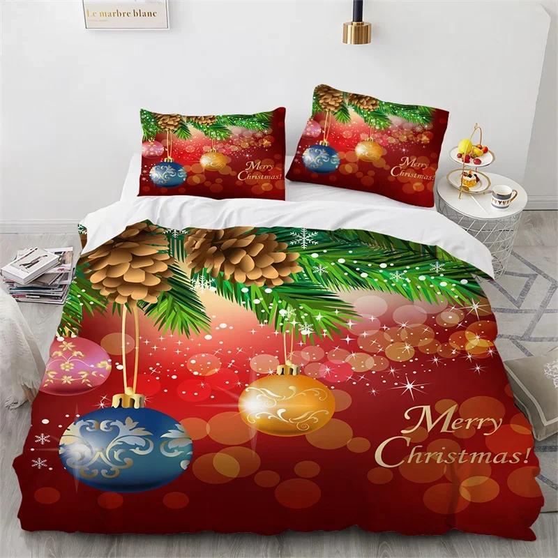 Cat Merry Christmas Santa Claus Bedding Set Boys Girls Twin Queen Size Duvet Cover Pillowcase Bed Kids Adult Home Textileextile
