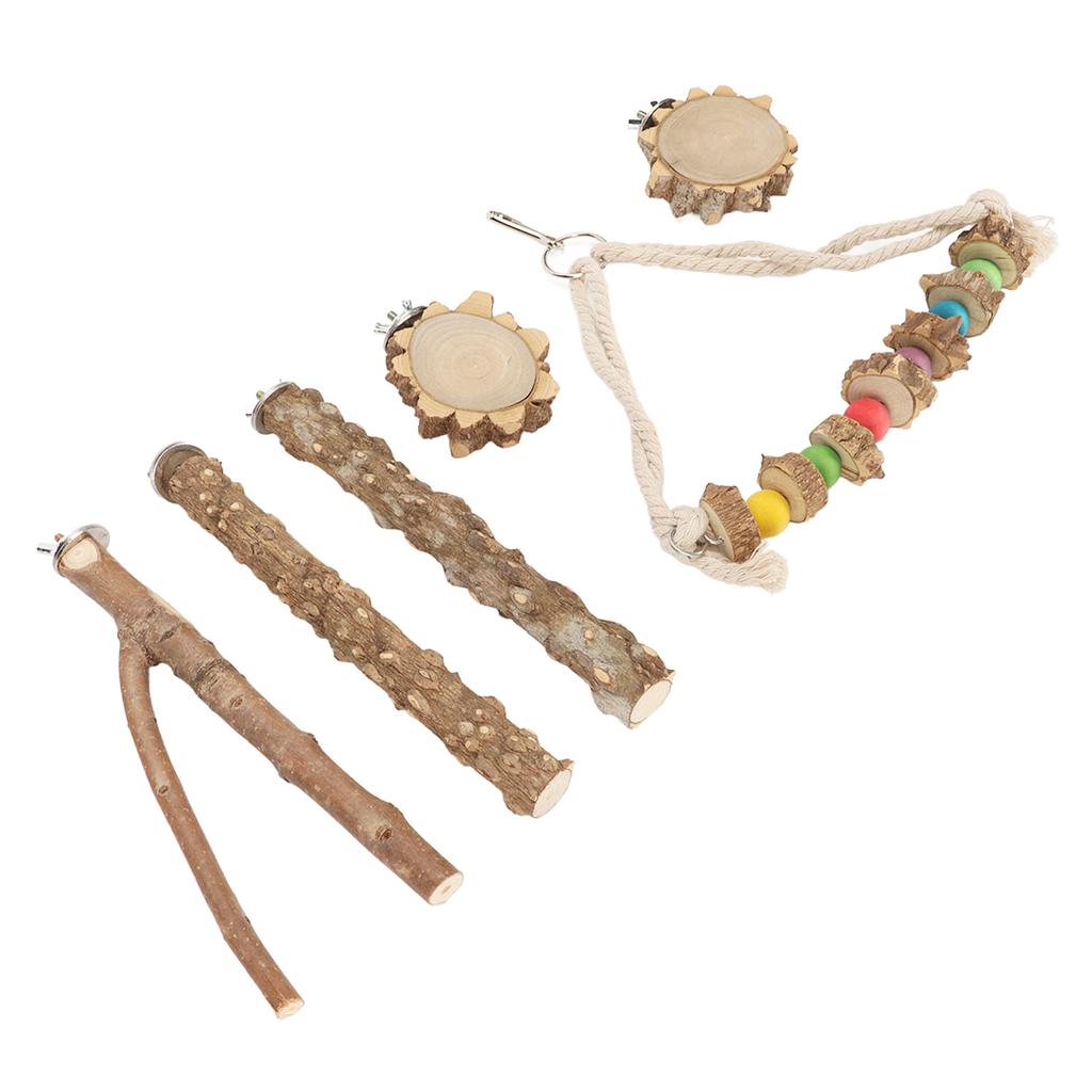 Sada bidýlek pro papoušky Broušení zobáku a drápů Dřevěná tyč Větev Platforma Houpačka Stojan pro ptáky Kousací sada pro