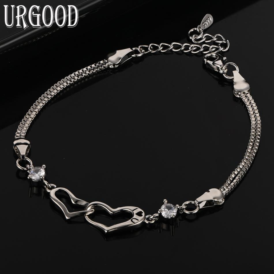 925 Sterling Silver White/Purple AAA Zircon Bracelet Women Gift Wedding Fashion Jewelry