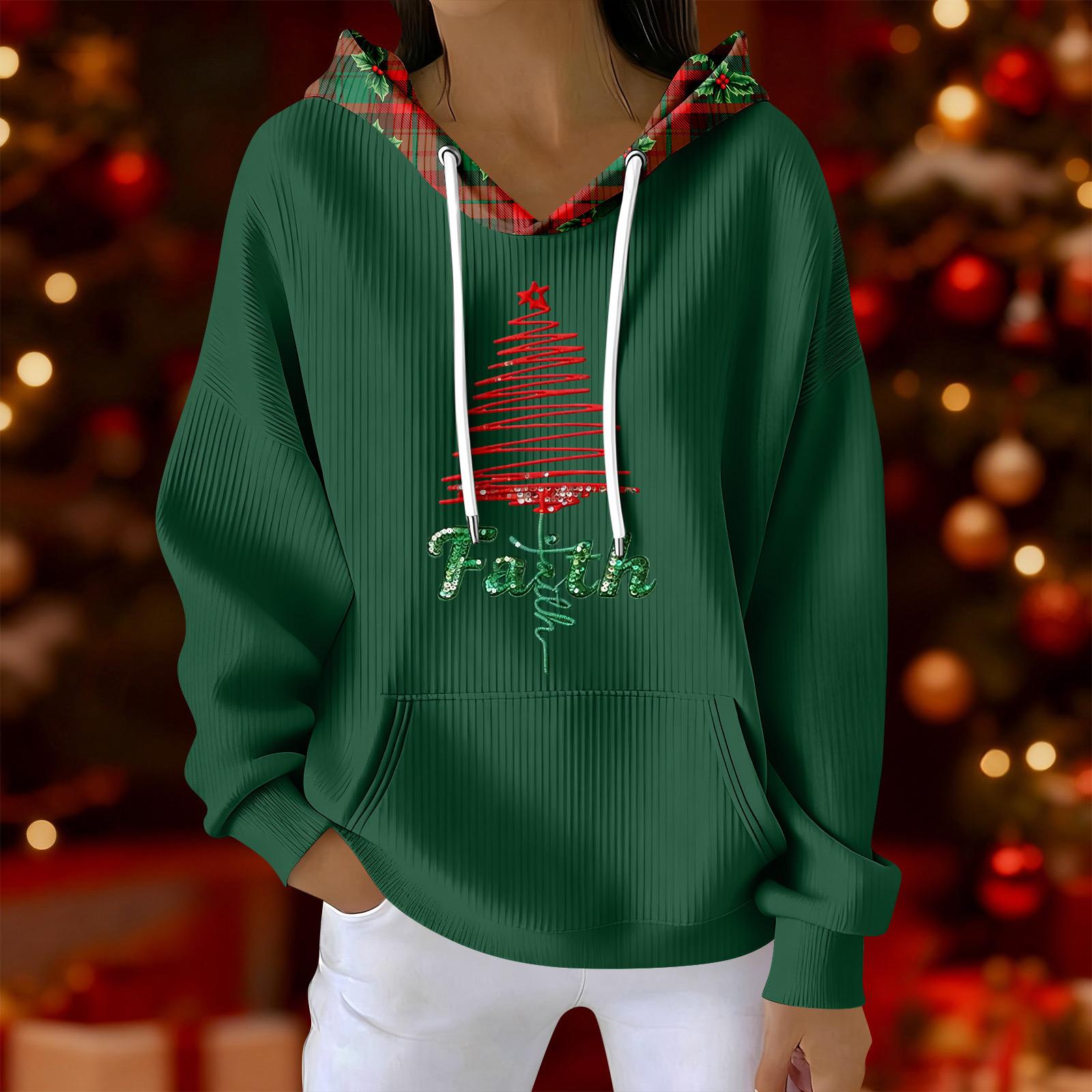 

Women s Fashion Casual Christmas Print Pullover Long-Sleeve Sweatshirt XL