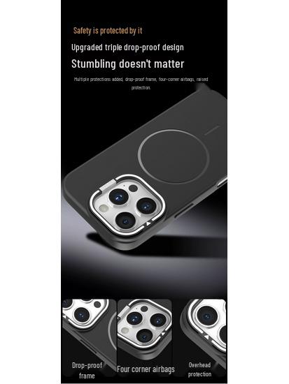 Apple 16 Case: Invisible Lens Stand, iPhone 17 Compatible, Thin Magnetic Frosted Ring Protective Cover.