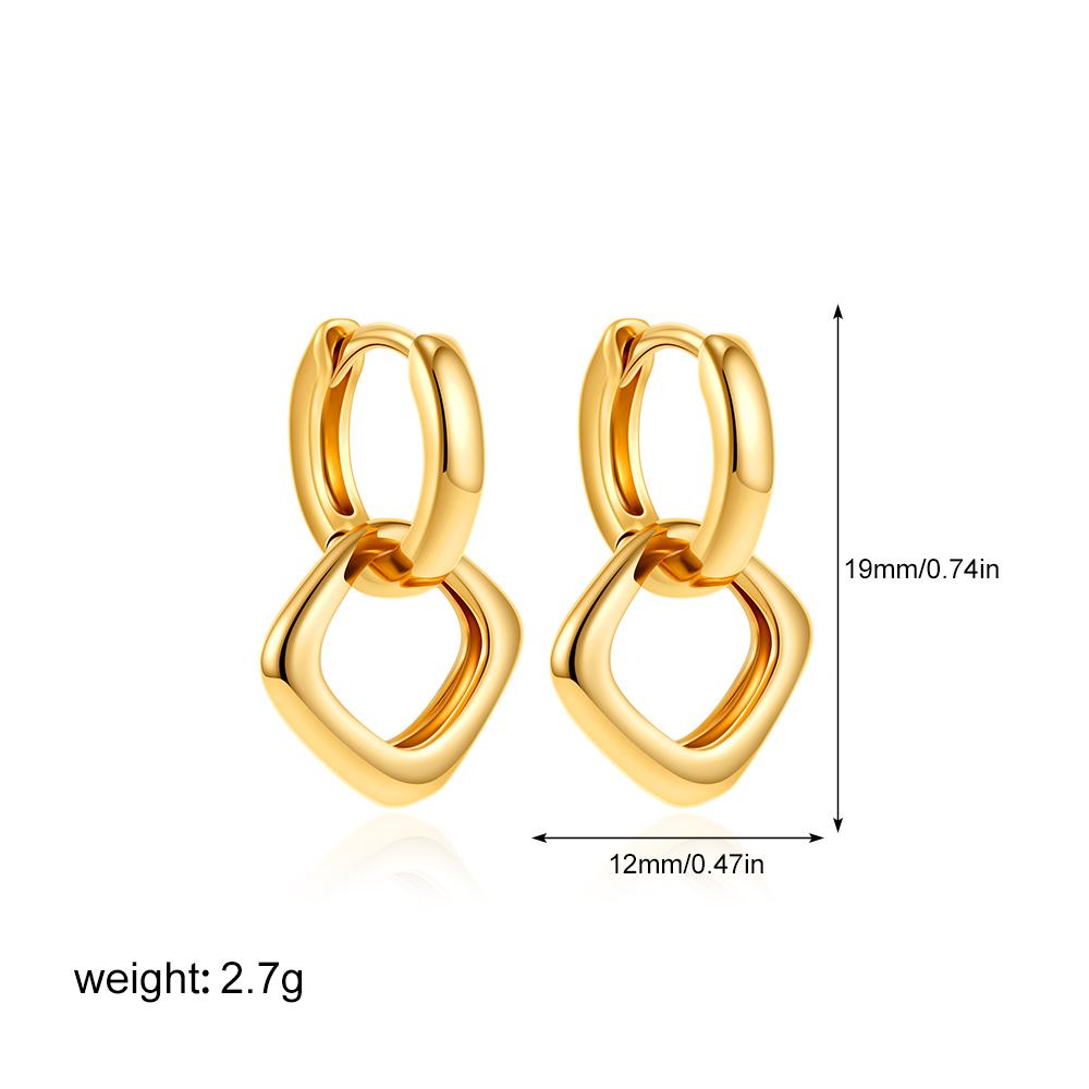 Dainty Golden Double Twist Round Hoop Pendant Earrings Retro Stainless Steel Geometric Circle Small Earring Fashion Jewelry Gift