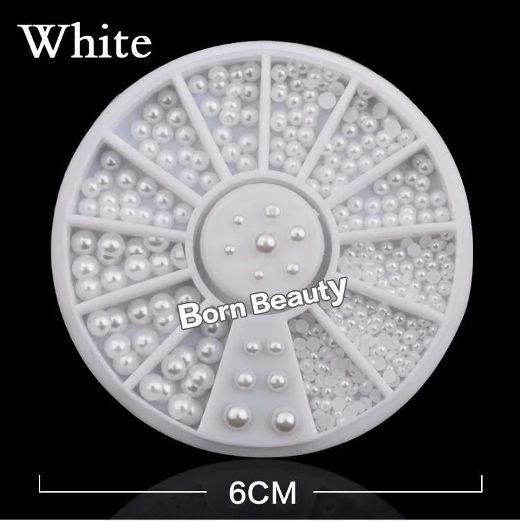 

Mix Sizes White Nail Art Tips Half Pearls 3d Nail Art Beads Rhinestone Decoration DIY Beauty Salon Manicure Supply