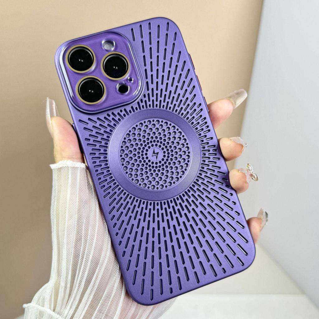 Повітропроникний сітчастий чохол із розсіюванням тепла для iPhone15Pro та 14Pro, магнітна зарядка, захисна кришка для шкіри.