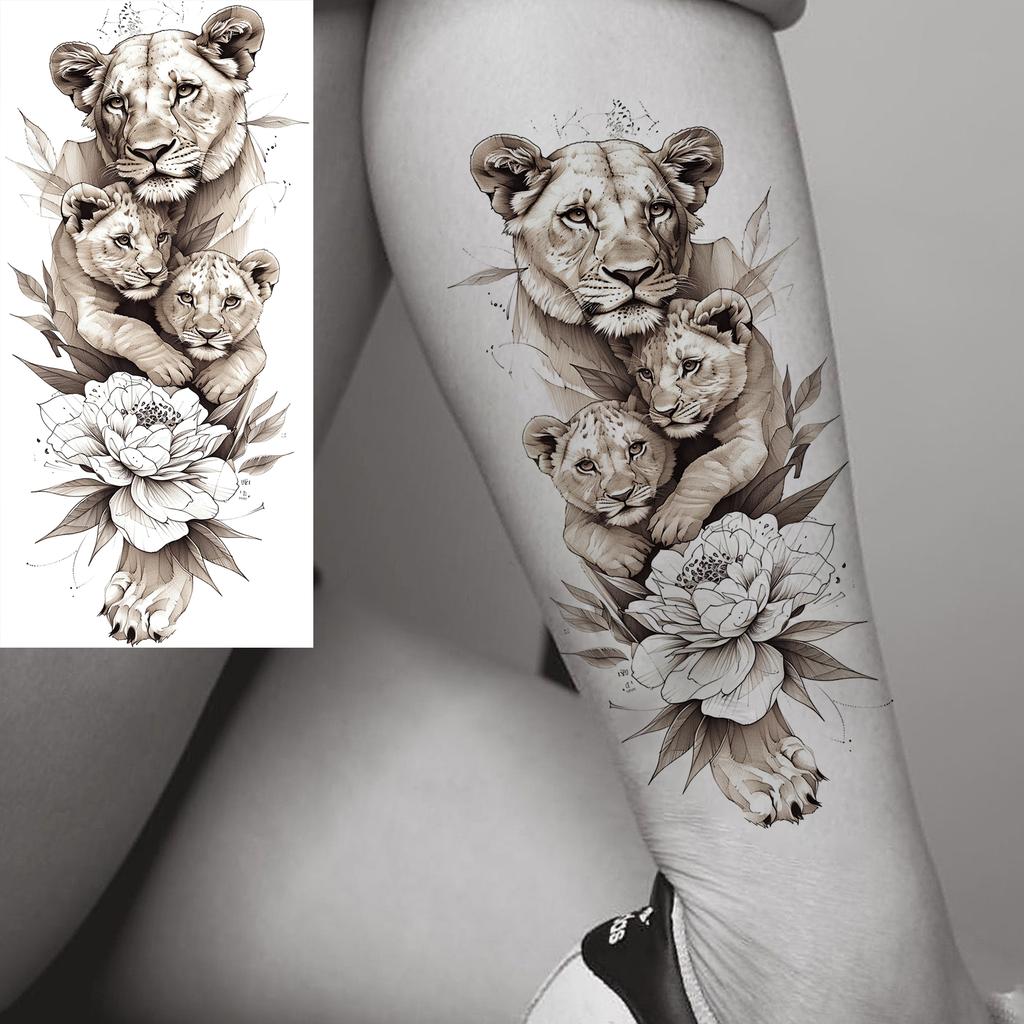 1 Sheet Realistic Fake Tiger Temporary Tattoos Sticker For Men Women Adults Water Transfer Transferable Tattoo Sleeve Waist Arm