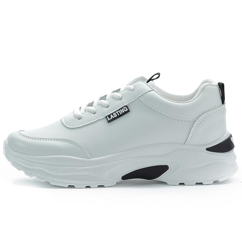 Women PU Leather Chunky Shoes Woman Platform Height Increased Sneakers 4CM Thick Sole Wedges White Casual Comfortable Vulcanized