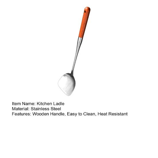 Stainless Steel Ladle Strainer Scoop with Wooden Handle Frying Skimmer Kitchen Spatula Cooking Utensil for Noodles Pasta Vegetable