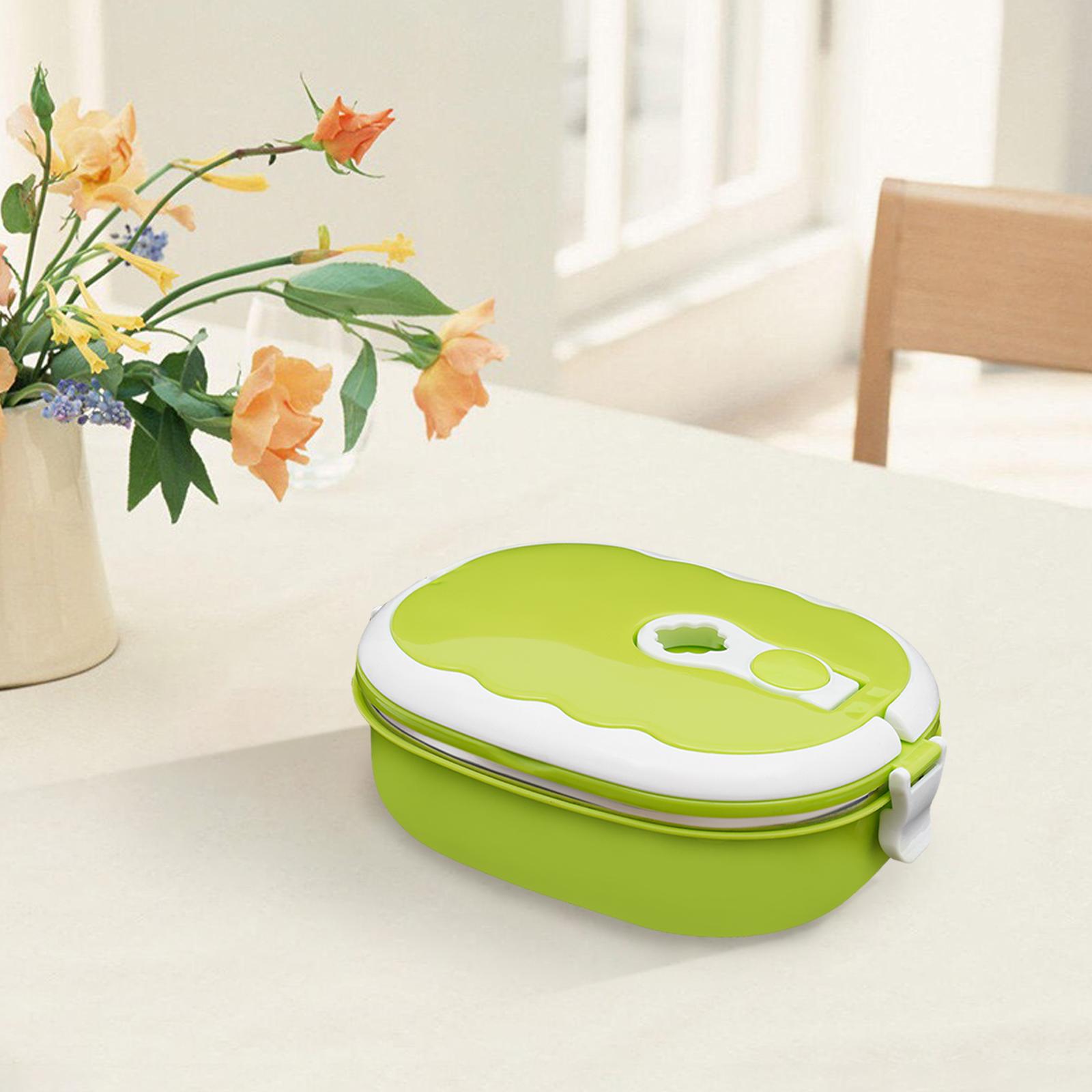 

Stainless Steel Rectangular Bento Box, Single Layer Green Lunch Container, 0.9L Portable Meal Prep Box for Adults, Leak Proof 1&1 зелёный