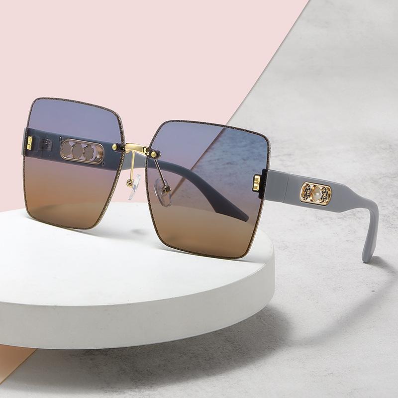 Card Chan Women's Modern Luxury Brand Sunglasses Glamour Designer Rimless Sun Glasses Square Oversize Trend Eyewear Uv400