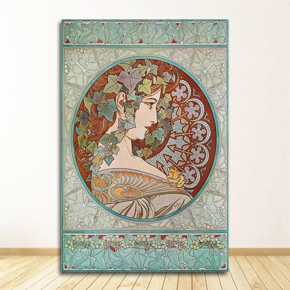 Vintage Alphonse Mucha Classic Artwork Nouveau Art Poster and Prints Canvas Painting Wall Art Pictures for Home Room Decor