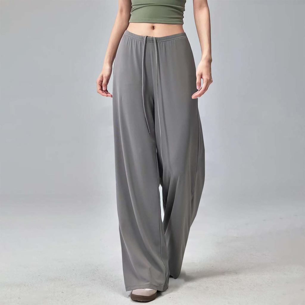 Damen Mode Lässig Schlafanzughose Weiter Bein Yogahose Kordelzug Leicht Bequem Stretch Farbe Sporthose