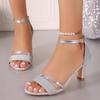 Women's Sandals 2025 Summer High Heels Fashion Open Toe Sandals Gold Silver Buckle  Shoes Sexy Thin Heels Wedding Shoes