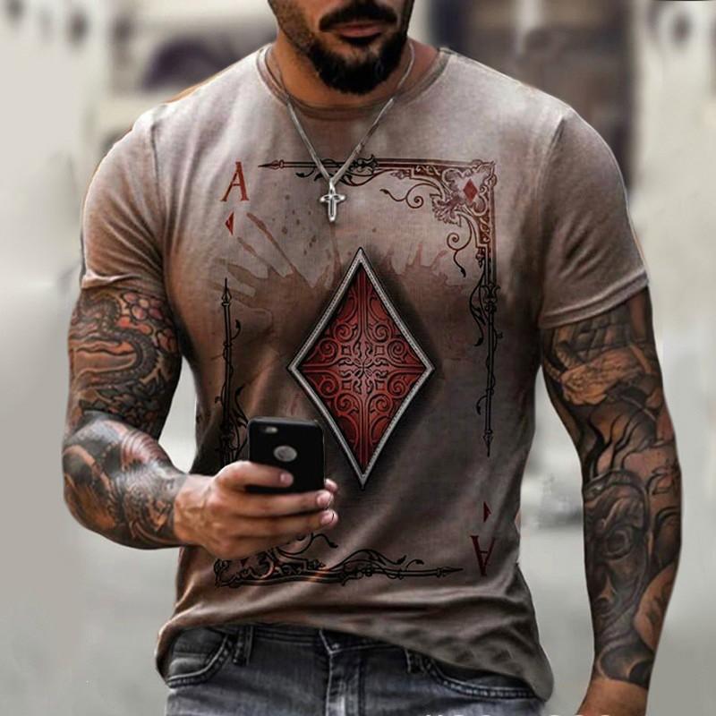 Mens Streetwear 3D Digital Print Graphic Tee Loose Fit Casual Short Sleeve T-Shirt Youth Fashion