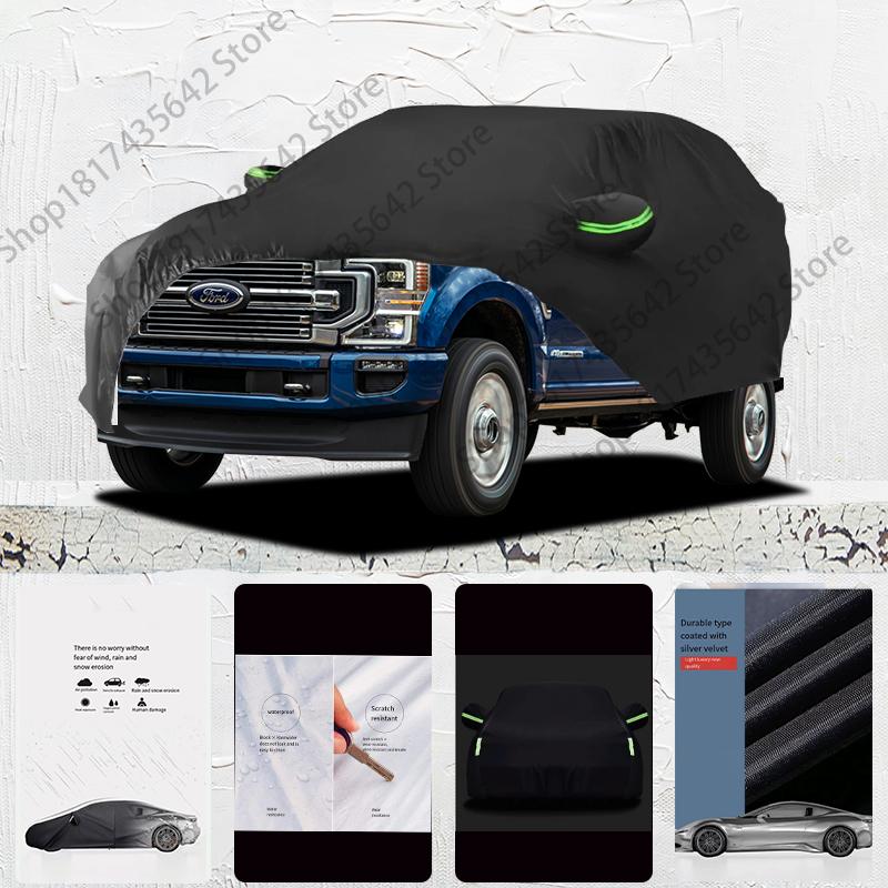 For Ford F350 Fit Outdoor Protection Full Car Covers Snow Cover Sunshade Waterproof Dustproof Exterior Car Cover Black
