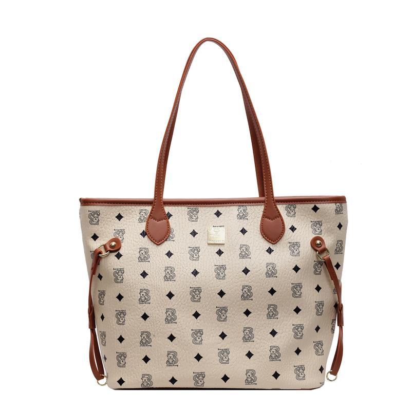 

Retro printed tote bag women s 2025 spring new trendy fashion large-capacity shoulder bag premium underarm bag 88012