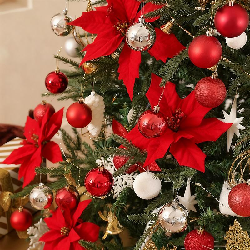 24Pcs/Box Glitter Christmas Ball Decoration Xmas Tree Hanging Gifts DIY Wreath New Year Navidad Home Wedding Decor Accessories