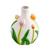 Ceramic Vase Embossed Tulip Colorful Flower Pattern Flower Vase Floral Arrangement Accessories Home Decoration Accessories
