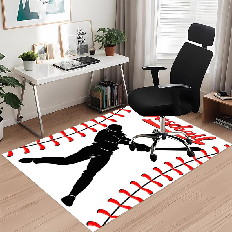 Baseball Printed Carpet, for Office Chair Living Room Bedroom Kitchen Room Decor Gifts.