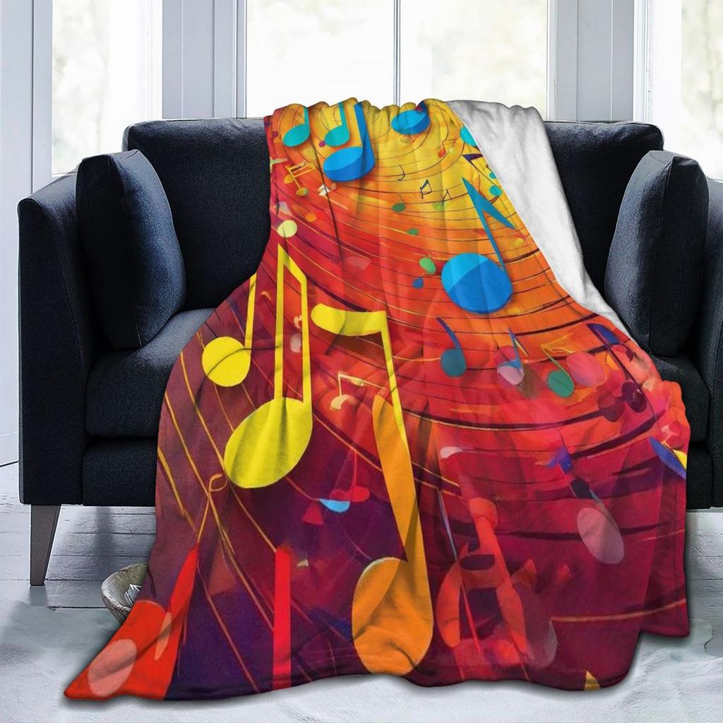 Colorful Musical Note Music Score  Blankets Fleece Sofa Throw Blanket Multi-function for Couch Bedding Travel Throws Bedspread