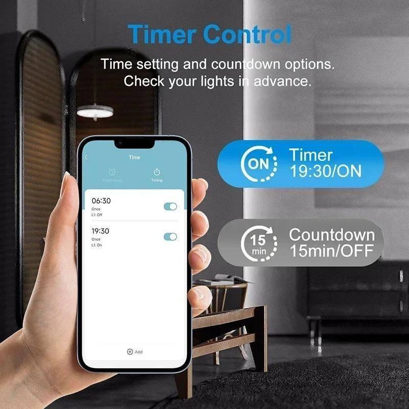 Smart WiFi Switch With Temperature Time Display Function 1/2/3 Gang Wall Light Button Switch Timing Remote Control Switch