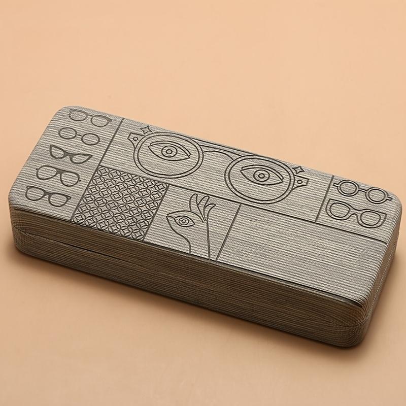 

New Trendy Handmade Glasses Case Iron Square Glasses Case Glasses Case Printed Glasses Storage Box Waterproof сірий колір