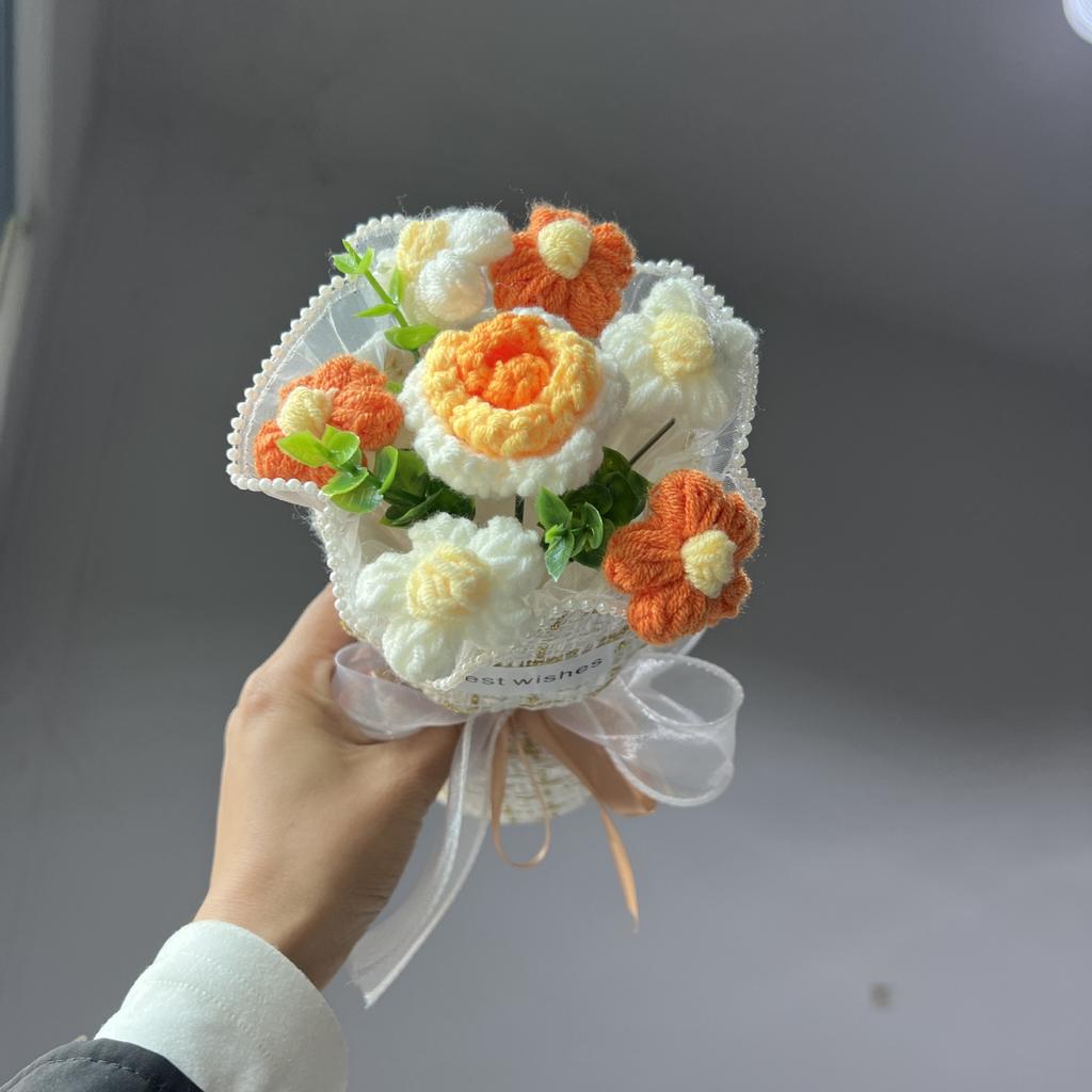 Cross-border Knitted Wool Sunflower Bouquet Exquisite Small Gift Mini Bouquet 38 Valentine's Day Gift