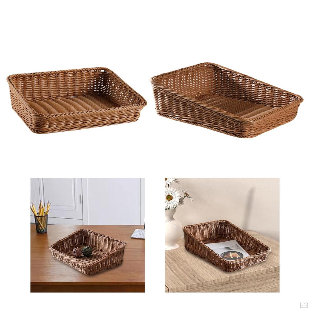 Bread Basket Fruit Storage Meal Imitation Rattan Serving Tray for Living