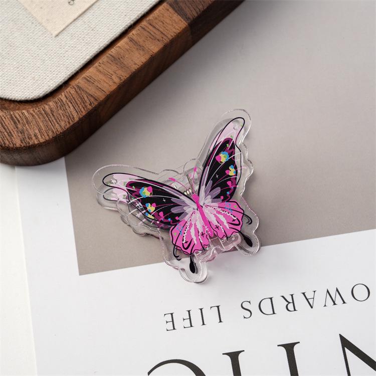 Vibrant Cartoon Butterfly Double-Sided Acrylic Document Clip for Students