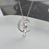 S925 Sterling Silber Kette Koreanische Version Katze auf dem Mond Zirkon Schlüsselbein Kette Elegante frauen Einfache Mondlicht Stein Katze Halskette
