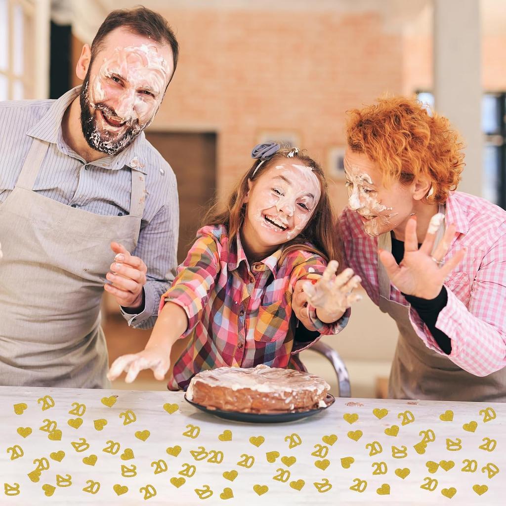 INNORU Number 20 Confetti Gold Glitter, Happy 20th Birthday Table Confetti, Twenty Years Paper Scatter, 20th Anniversary Cheers To 20 Years Party