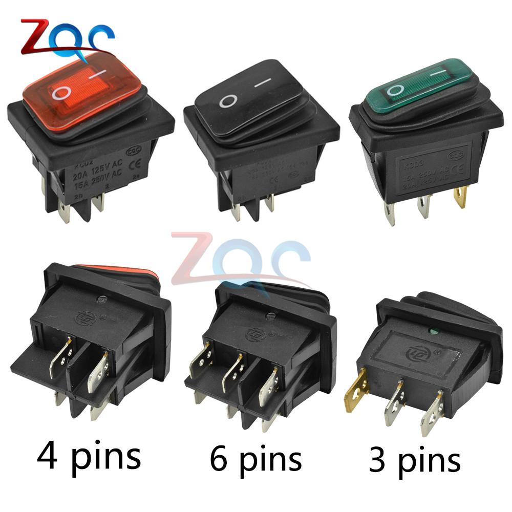 

5PCS on off 15A/250V 16A/250V Heavy Duty 3/4/6pin Sealed Waterproof Car Auto Boat Marine Toggle Rocker Switch push Button w/ LED 3Pin 15A 250V чёрный
