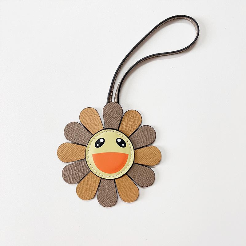 Sunflower Heronsbill Keychain Pendant For Women Backpack Bag Charm  Genuine Leather Charm