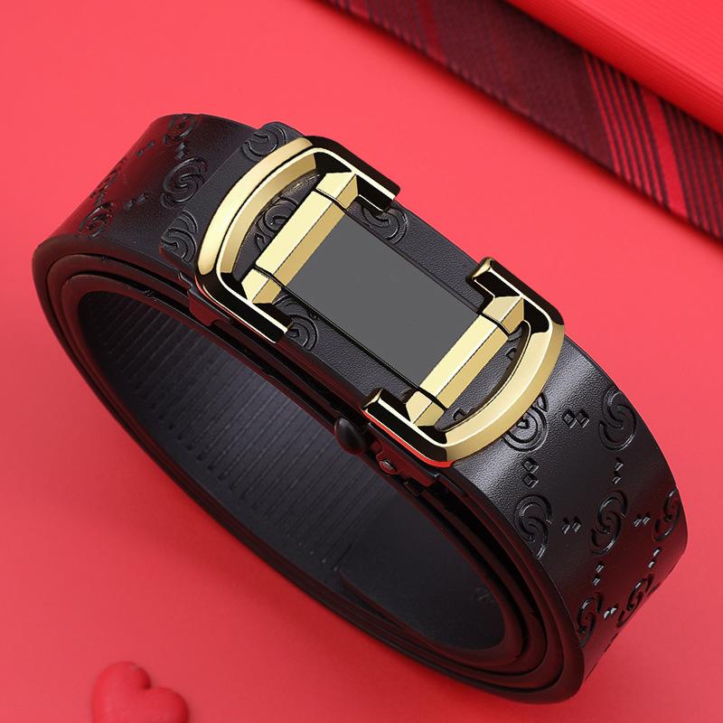 Toothless Automatic Buckle Belt Men'S Leather Casual Simple Men'S Belt Cowhide Young People Versatile Middle-Aged And Young People Belt