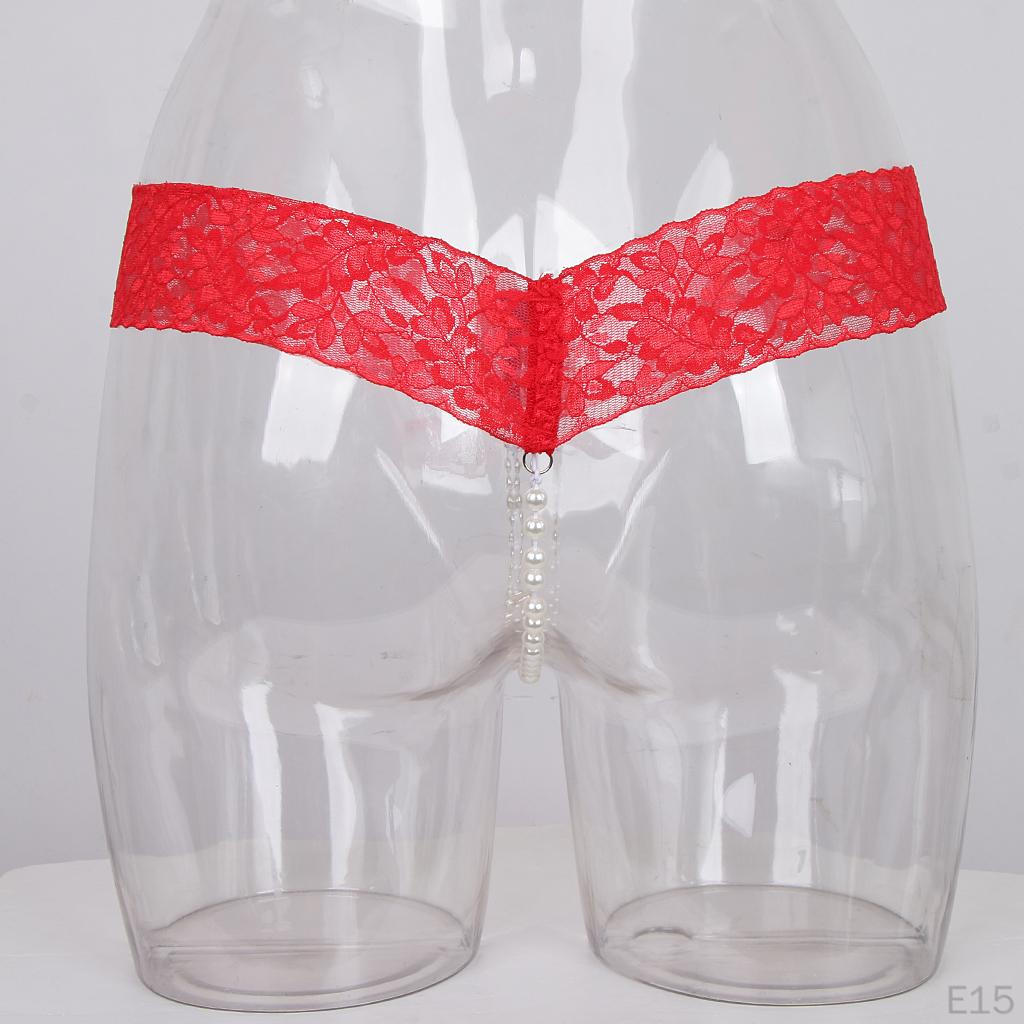 Crotchless Lace Panties Pearls for Women