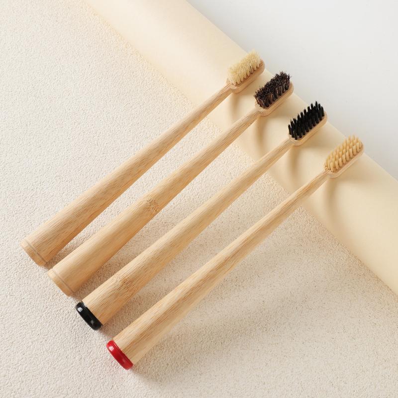 Cepillo de Dientes de Bambú con Cerdas de Caballo Sin Nailon Biodegradable Cerdas Suaves para Adultos Cuidado Suave de las Encías Uso Diario en Casa