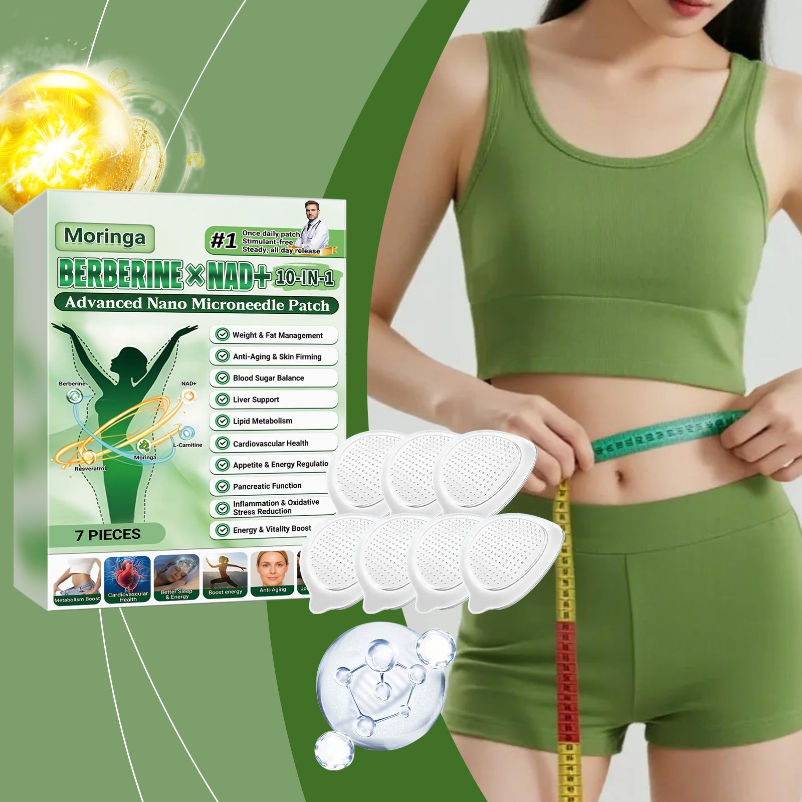 

Moringa Берберин NAD 10-в-1 Усовершенствованный нано-микроигольный пластырь 7 шт. Пластырь для контроля веса и жира 7pcs