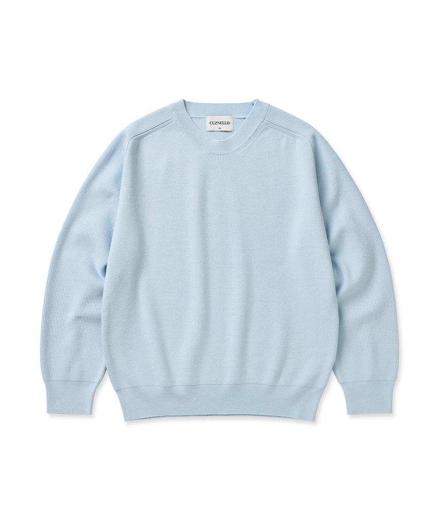 CUZNELLO Soft Saddle Crewneck Knit_Sky