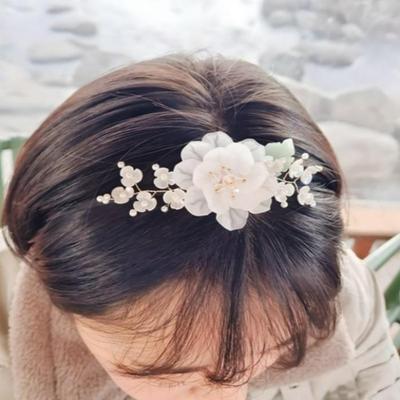 White Plum Blossom Hanbok Headband + Plum Blossom Norigae Set (Headband 1EA + Norigae 1EA Set)