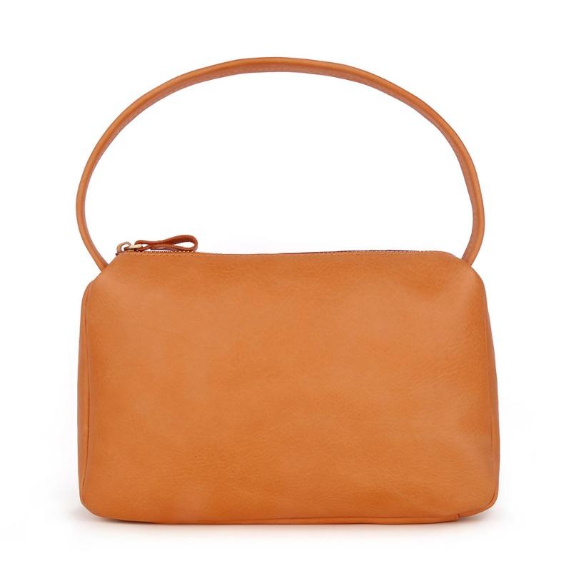 Leather women's bags, large-capacity armpit bags, portable shoulder bags, simple and fashionable vegetable tanned leather shoulder bags.