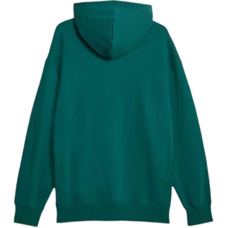 PUMA Logo Embroidered Long-Sleeve Hoodie Sweatshirt Unisex Tops Olive-Green 620819-43