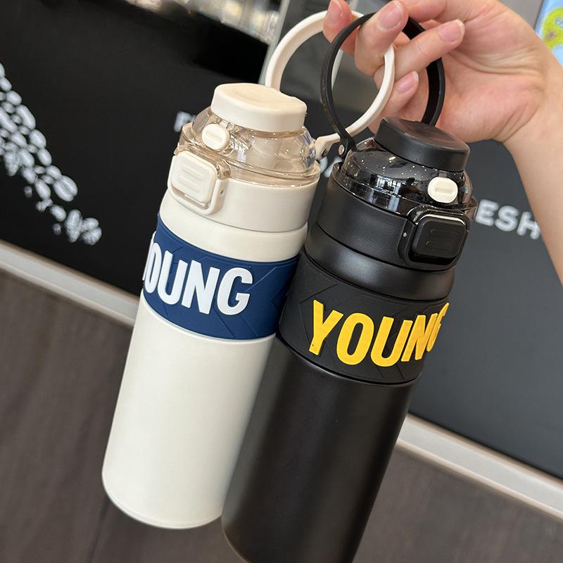 New High Appearance Level Stainless Steel Cup Student Water Cup Double Shot Jump Thermos Cup Women's Large Capacity Cup