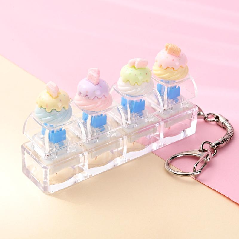5/10Pcs Dessert Keycap Fidget Keychain Stress Relief Pendant Xmas Birthday Valentine Office Friend Party Gift Charm