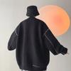 Autumn Winter American V-Neck Jackets Casual Single-breasted Men's Clothing Fashion Bright Line Decoration Loose Vintage Coats
