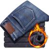 Jeans en Denim Xintang Homme Hiver Doublure Velours Stretch Jambe Droite - Style Américain Chaud