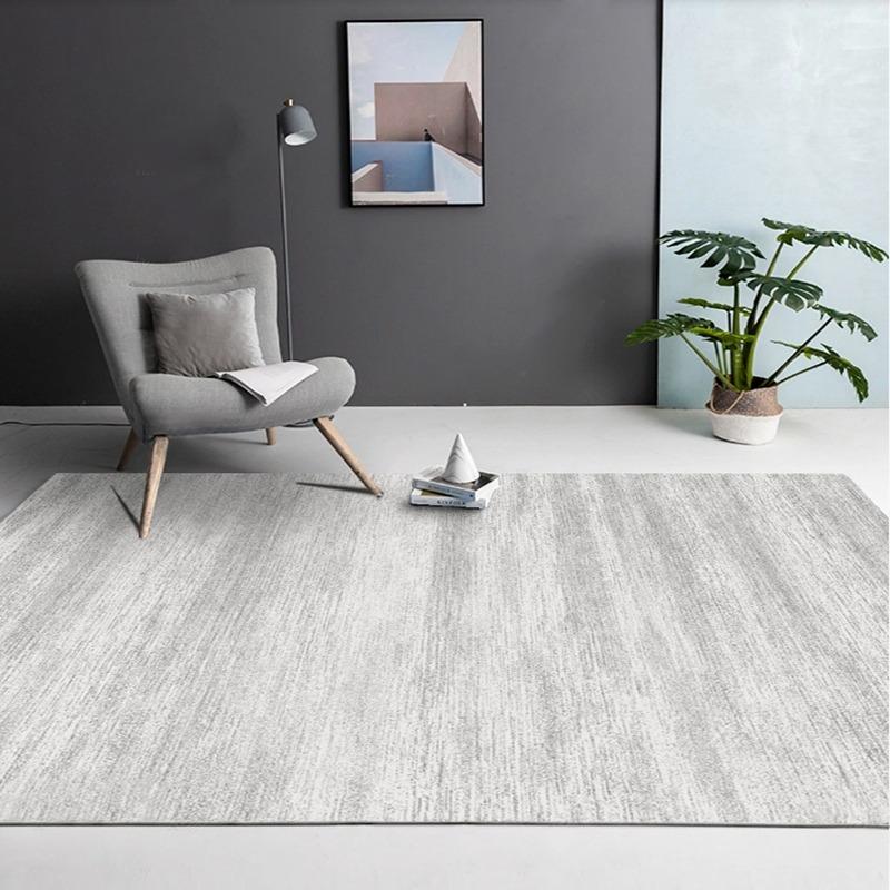 Modern Striped Living Room Carpet Light Grey Luxurious Decorative Carpet Comfortable Soft Bedroom Bedside Rugs Artistic Line Rug