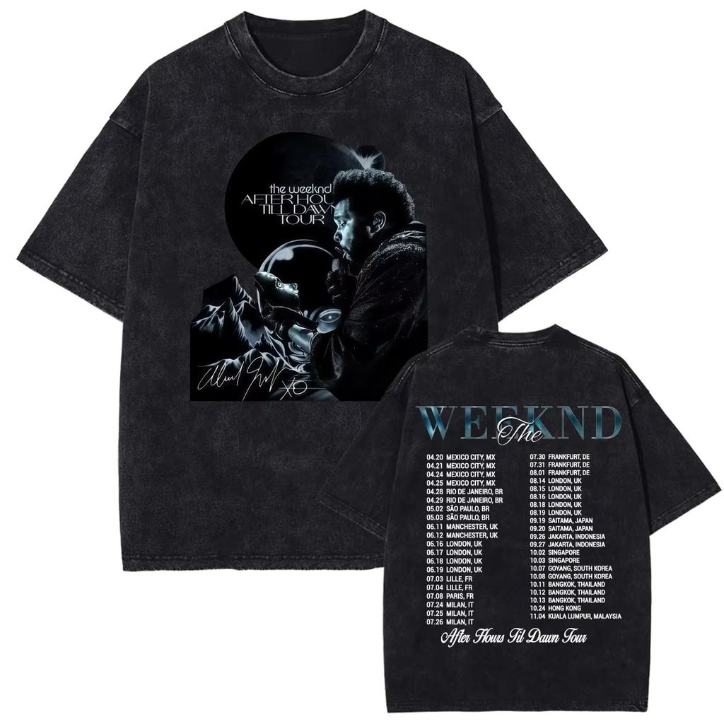 2026 Summer Hot Sale Vintage Washed The Weeknd XO After Hours Til Dawn Cover T Shirts Men Women Vintage Streetwear Oversized Tshirt